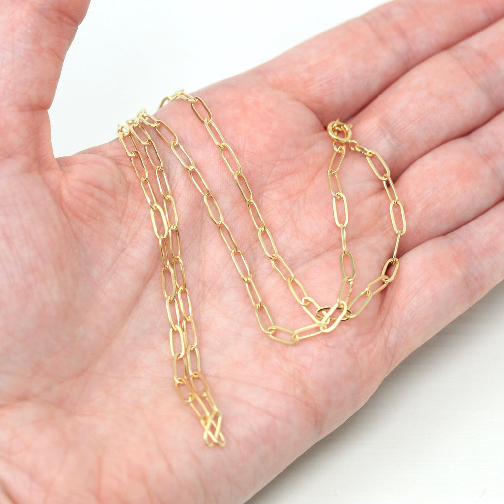 18 Inch Paperclip Chain - 14k Gold Filled Drawn Flat Bright Finish Necklace - 2.8 mm Spring Ring Clasp Layering Fashion Accessory Jewelry