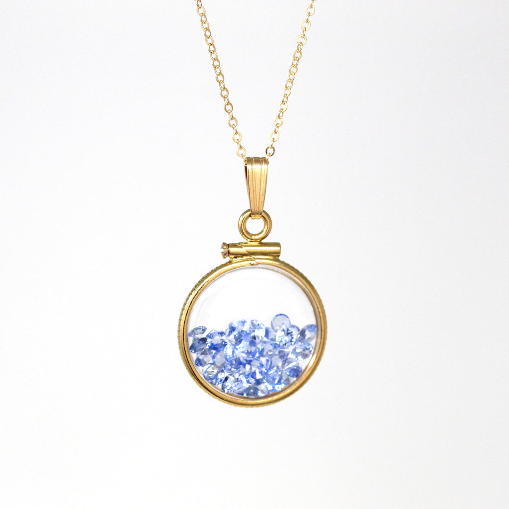 Sapphire Shaker Locket - Handcrafted 14k Gold Filled Pendant Necklace - Genuine 2.5 CTW Light Blue Gemstones September Birthstone Jewelry