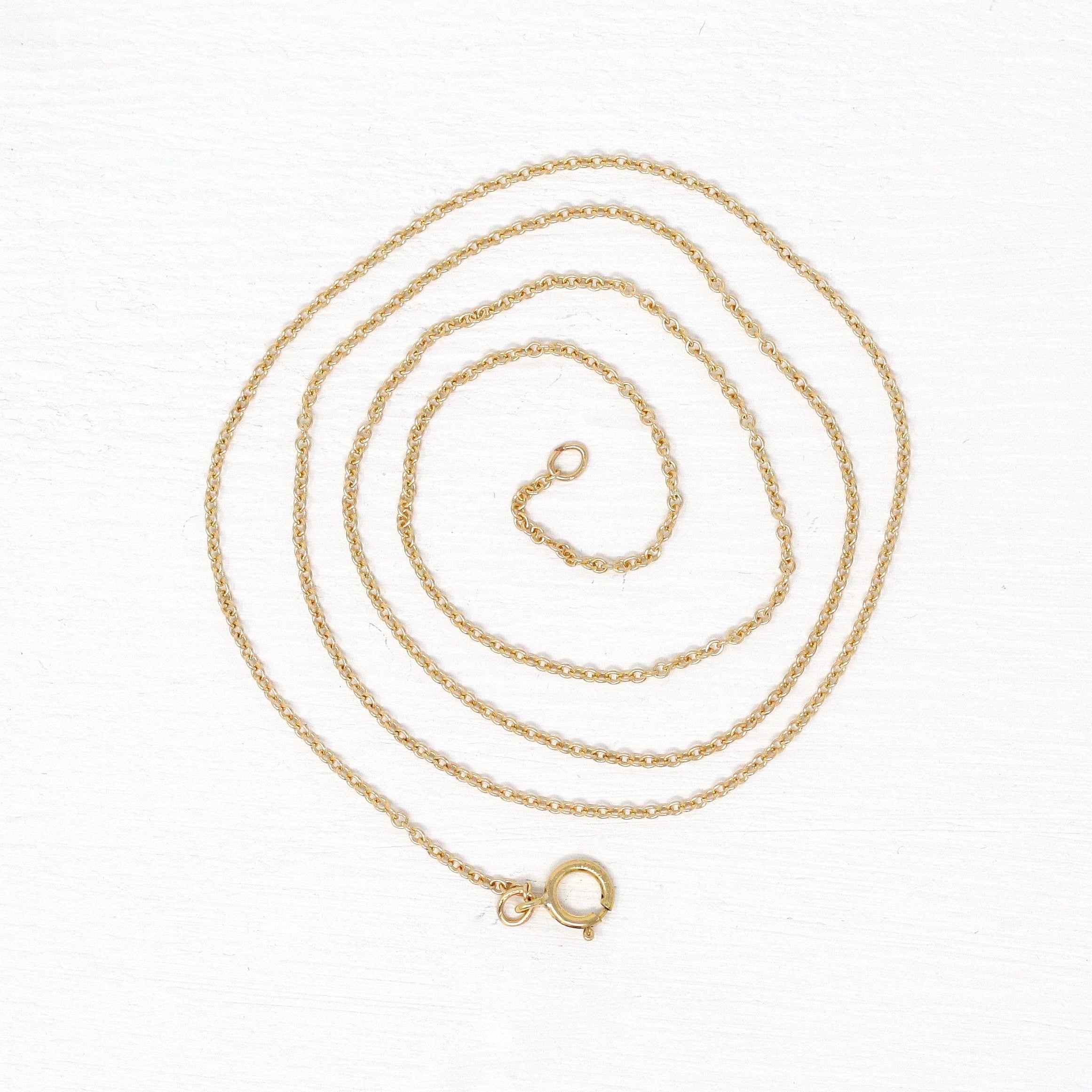 Gold Filled Chain - 20 Inch 14/20 GF Necklace - 1.3 mm Dainty Cable Neck Chain with Spring Ring - Bright Finish, Wholesale Jewelry Supply