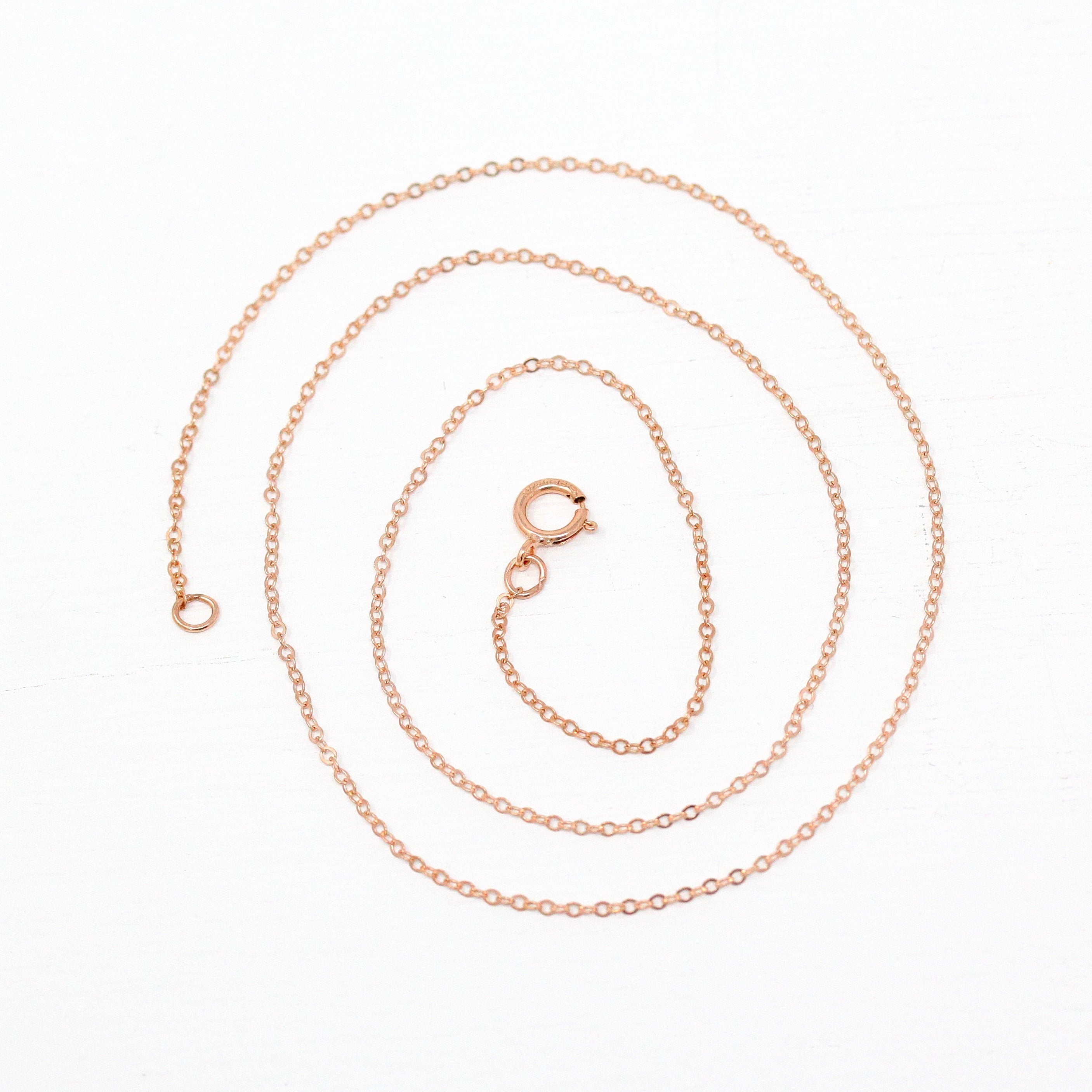 14k Rose Gold Filled Chain - 16 Inch 14/20 GF Necklace - 1.2 mm Flat Dainty Cable Chain Spring Ring Clasp - Pink GF 16" New Jewelry Supply