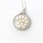 Baroque Pearl Shaker Locket - Handcrafted Sterling Silver Lucite Pendant Necklace Charm - June Birthstone Coin Bezel Nickel Sized Jewelry