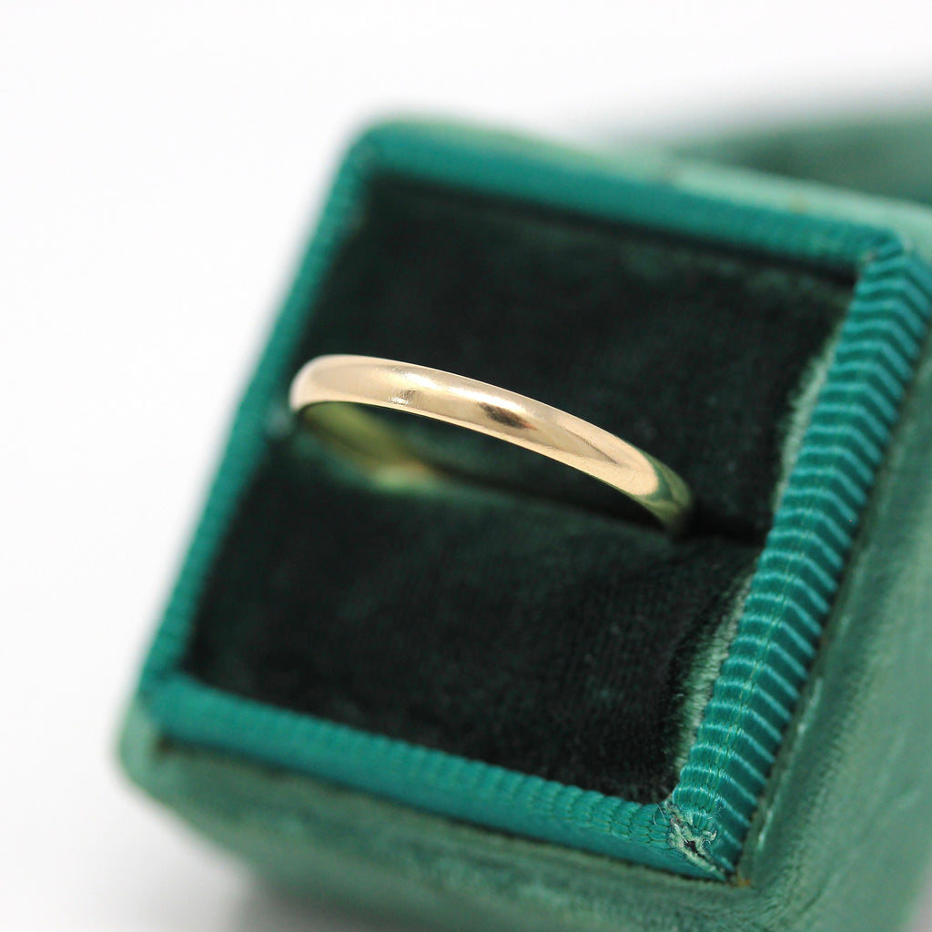 Sale - Unadorned Wedding Band - 10k Yellow Gold Modern Minimalist Stacking Ring - Circa 2000s Y2K Size 5.75 Dainty 2mm Unisex Fine Jewelry
