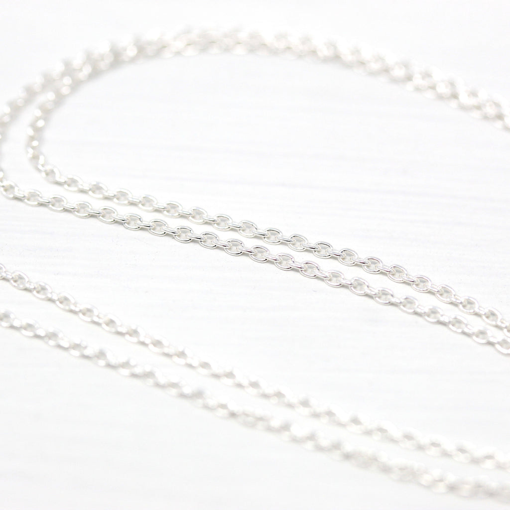 Sterling Silver Chain - 18 Inch Cable Link - 1 mm Eighteen Inch Polished .925 Silver New Necklace Spring Clasp Finished Jewelry Supply