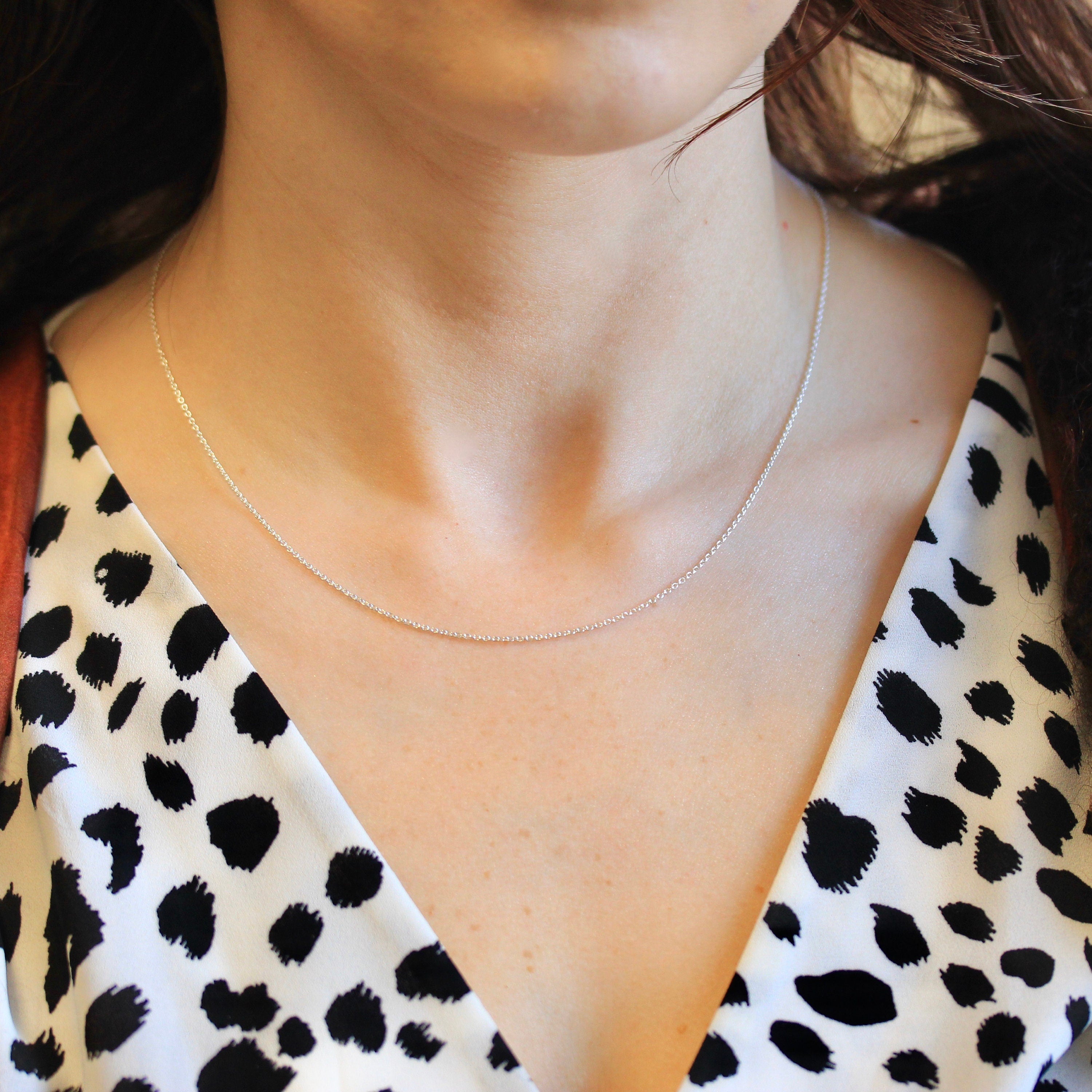 Sterling Silver Chain - 18 Inch Cable Link - 1 mm Eighteen Inch Polished .925 Silver New Necklace Spring Clasp Finished Jewelry Supply