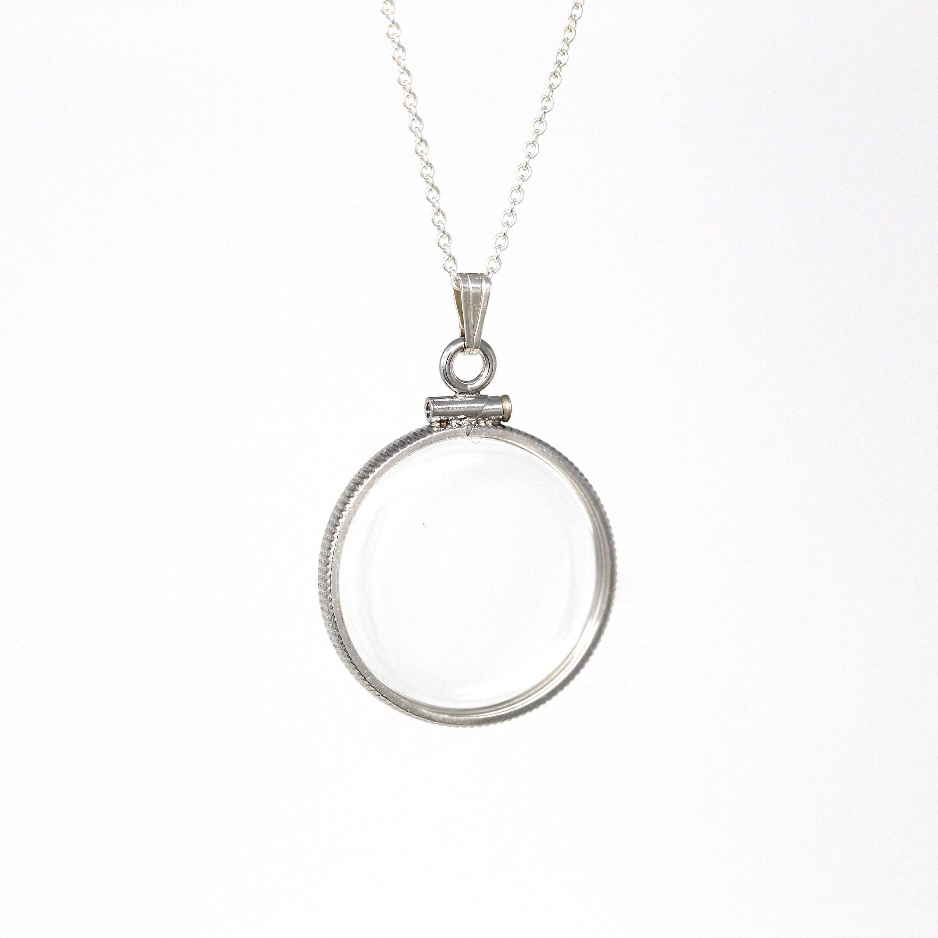 Empty Shaker Locket Sterling Silver Clear Pendant Locket Charm