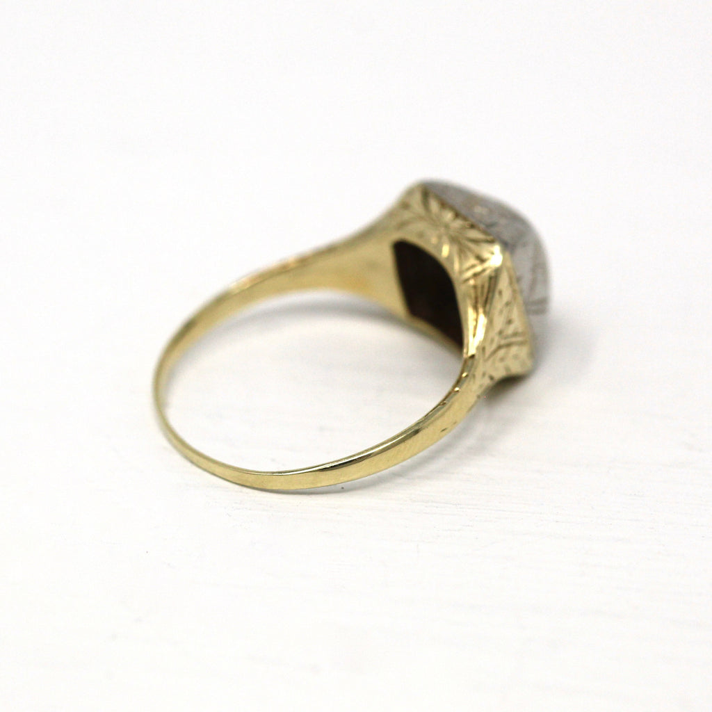 Sale - Vintage Diamond Ring - Art Deco Era 14k Yellow & 18k White Gold .10 CT Gem - Vintage Circa 1920s Size 6 Fine Engagement 30s Jewelry