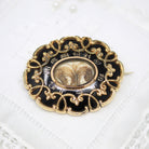 Victorian Mourning Brooch - Antique Gold Shell Enamel "In Memory Of" Pin - Dated May 28th 1857 H. Collings Hair Art Memorial Style Jewelry