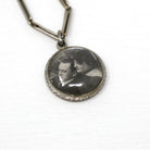 Antique Photo Fob - Art Deco Era 14k White Gold Initials "MAG" Photograph Keepsake - Circa 1920s Choker Necklace Watch Chain Fine Jewelry