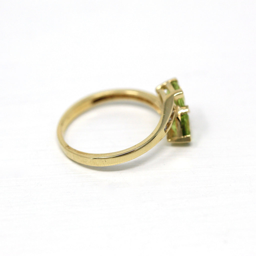 Sale - Estate Peridot Ring - 10k Yellow Gold Genuine Green 1+ CTW & Diamond Gems - Modern Circa 2000s Size 7.75 August Birthstone Jewelry