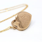 Antique Heart Locket - Edwardian 10k Rose Gold Dated "July 12 '08" Necklace Pendant Charm - Vintage Monogrammed "RMD" Keepsake Fine Jewelry