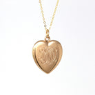 Antique Heart Locket - Edwardian 10k Rose Gold Dated "July 12 '08" Necklace Pendant Charm - Vintage Monogrammed "RMD" Keepsake Fine Jewelry