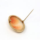 Antique Cameo Brooch - Edwardian 14k Yellow Gold Carved Shell Warrior Pin - Vintage Circa 1910s Era Fashion Accessory Fine Jewelry