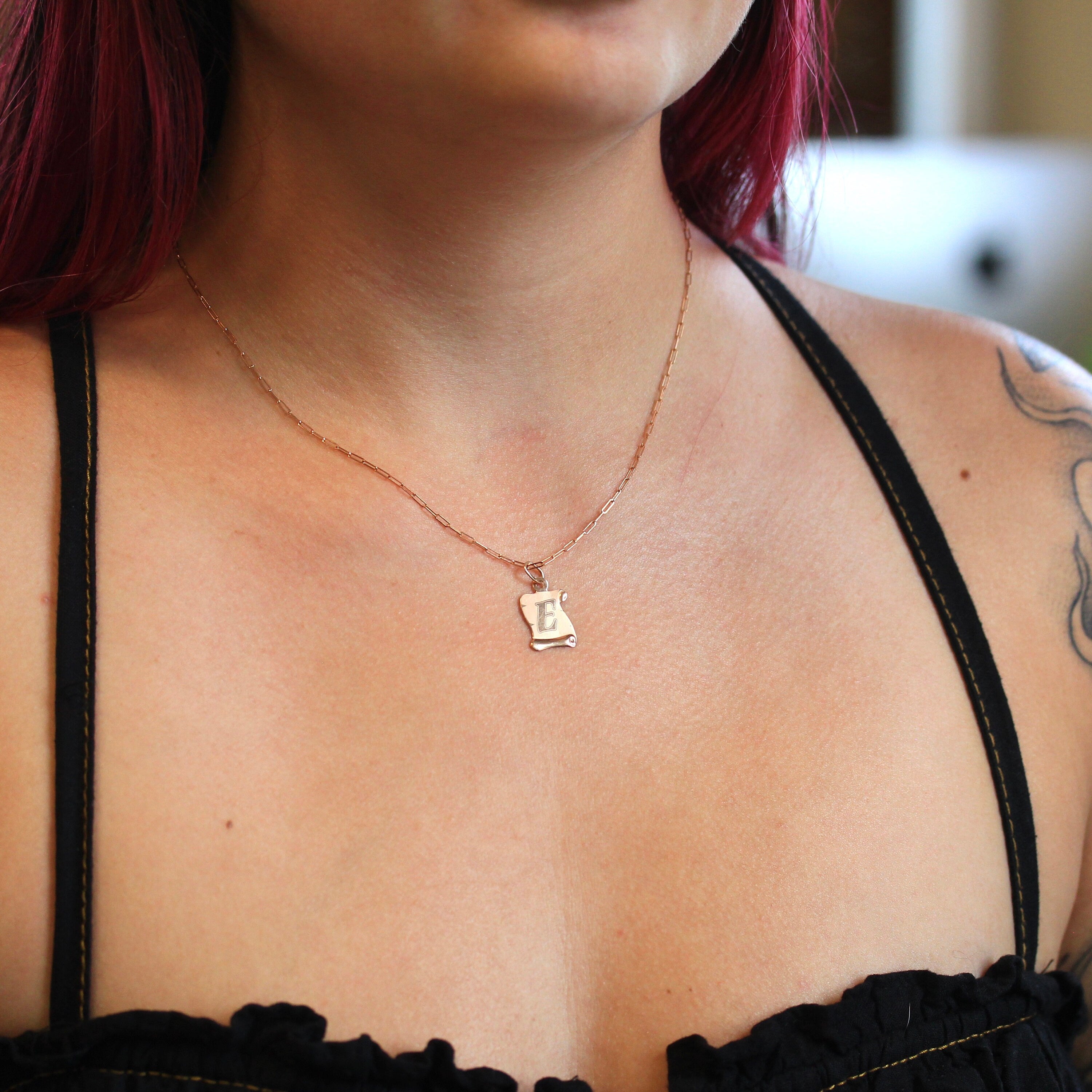 14k Rose Gold Paperclip Chain - Art Deco Style 18 Inch High