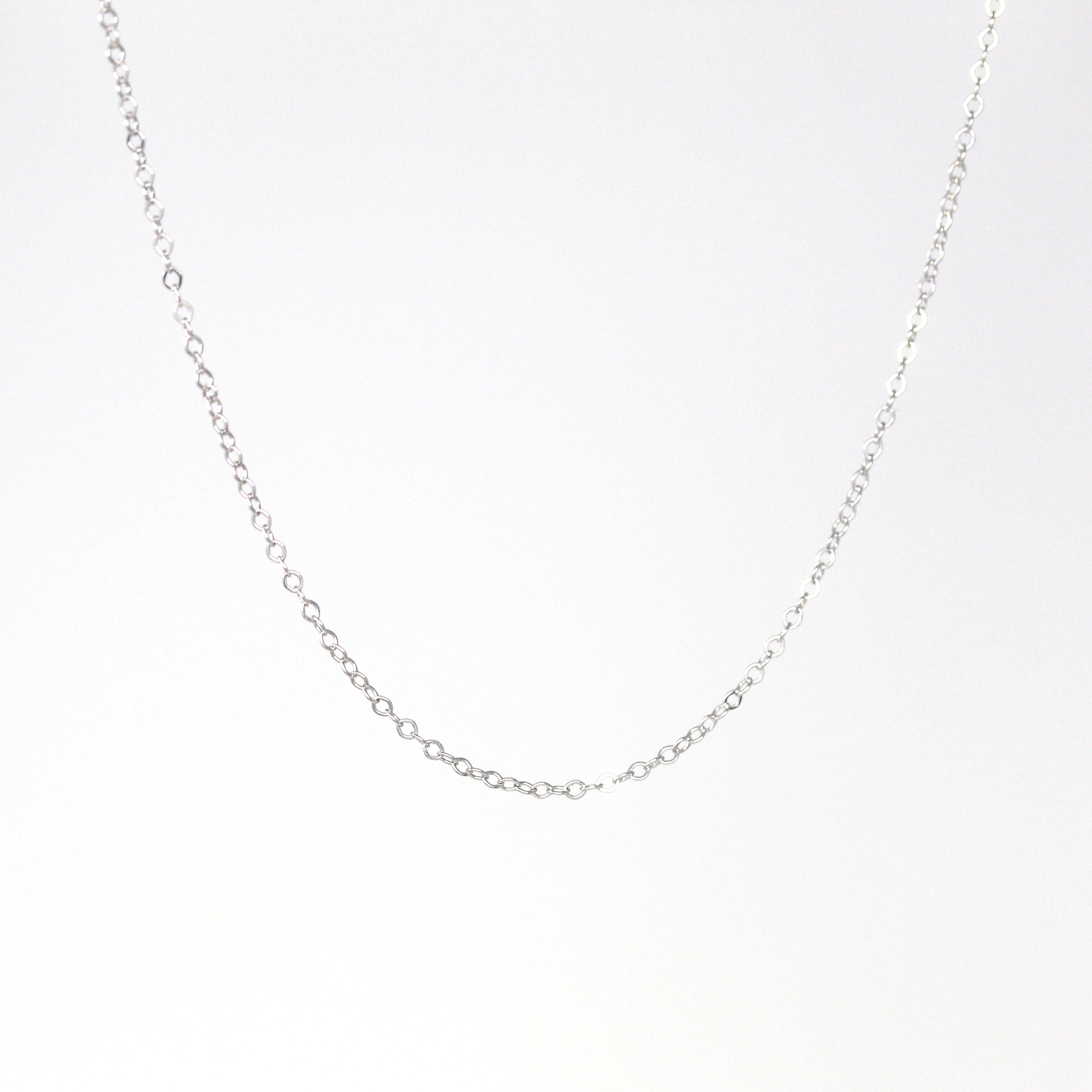 14k White Gold Chain - Adjustable 18 to 17 to 16 Inch 1.3 mm Double Extendable Piatto Necklace - Polished Cable Link Fine Jewelry Supply