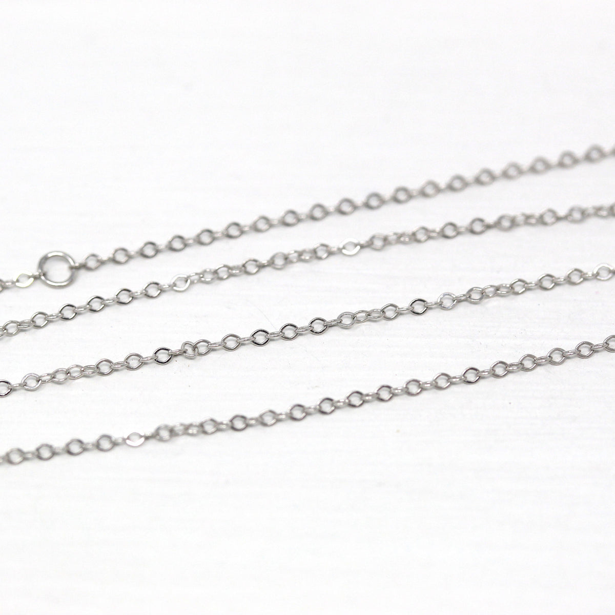 14k White Gold Chain - Adjustable 18 to 17 to 16 Inch 1.3 mm Double Extendable Piatto Necklace - Polished Cable Link Fine Jewelry Supply