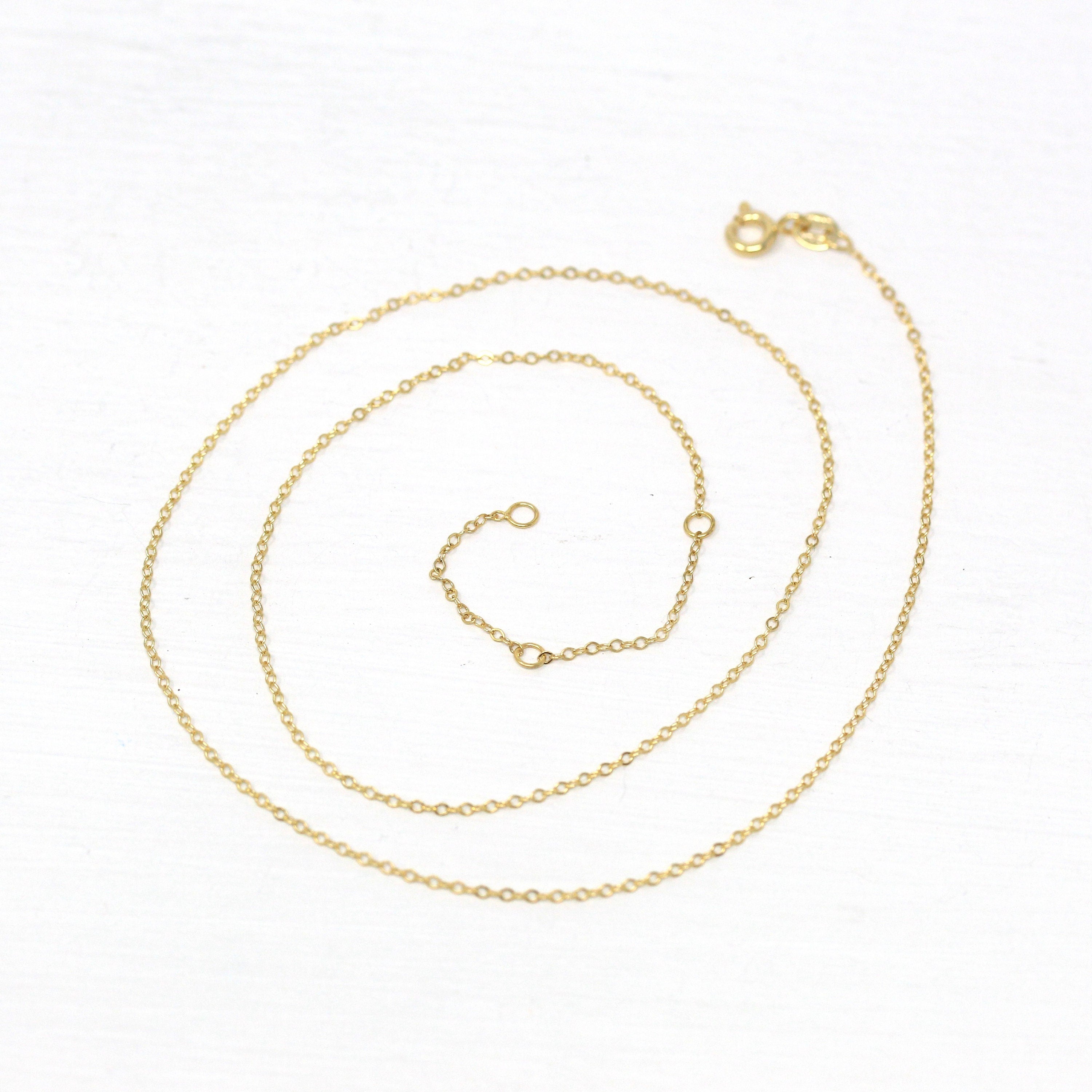 14k Yellow Gold Chain - Adjustable 18 to 17 to 16 Inch 1.3 mm Double Extendable Piatto Necklace - Polished Cable Link Fine Jewelry Supply