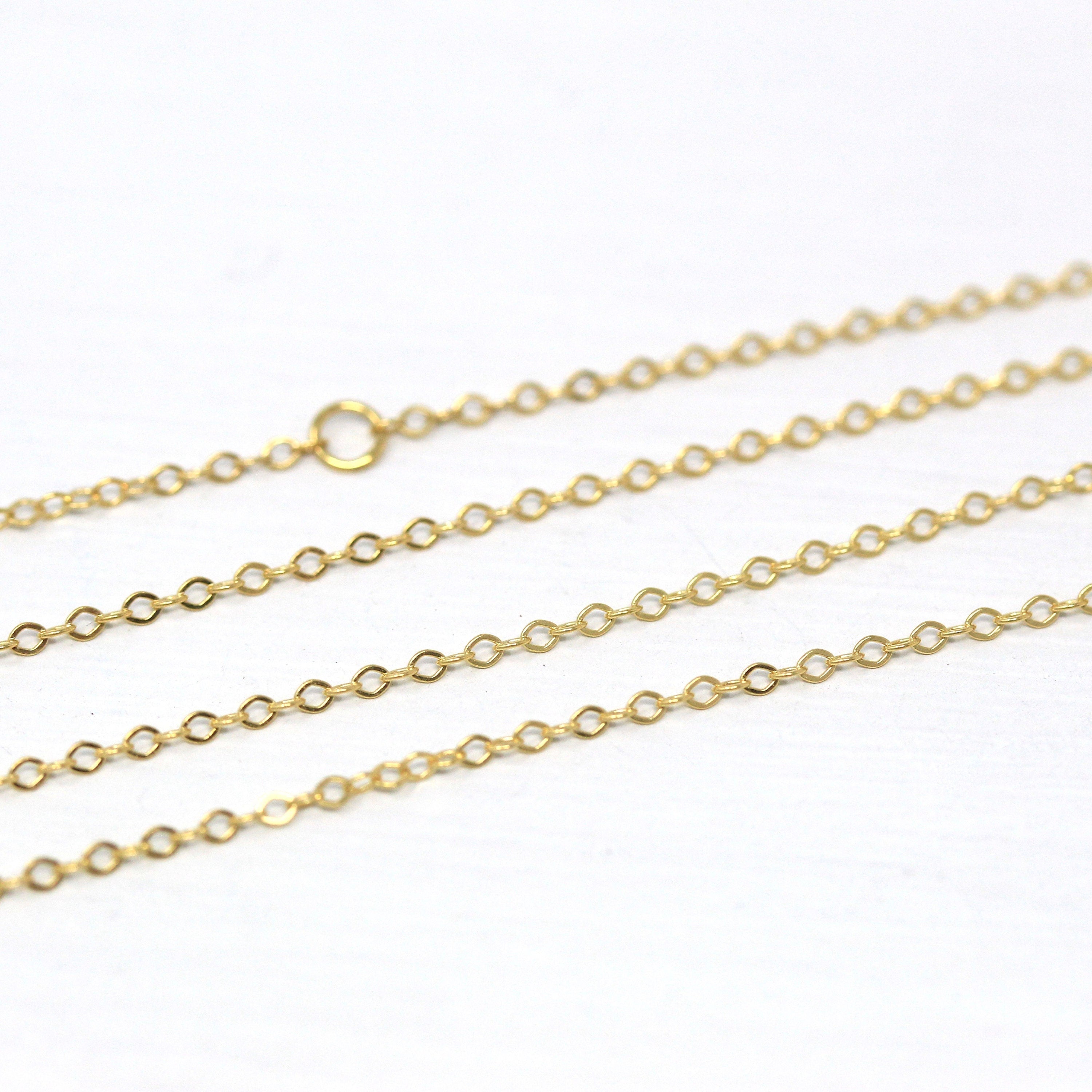 14k Yellow Gold Chain - Adjustable 18 to 17 to 16 Inch 1.3 mm Double Extendable Piatto Necklace - Polished Cable Link Fine Jewelry Supply