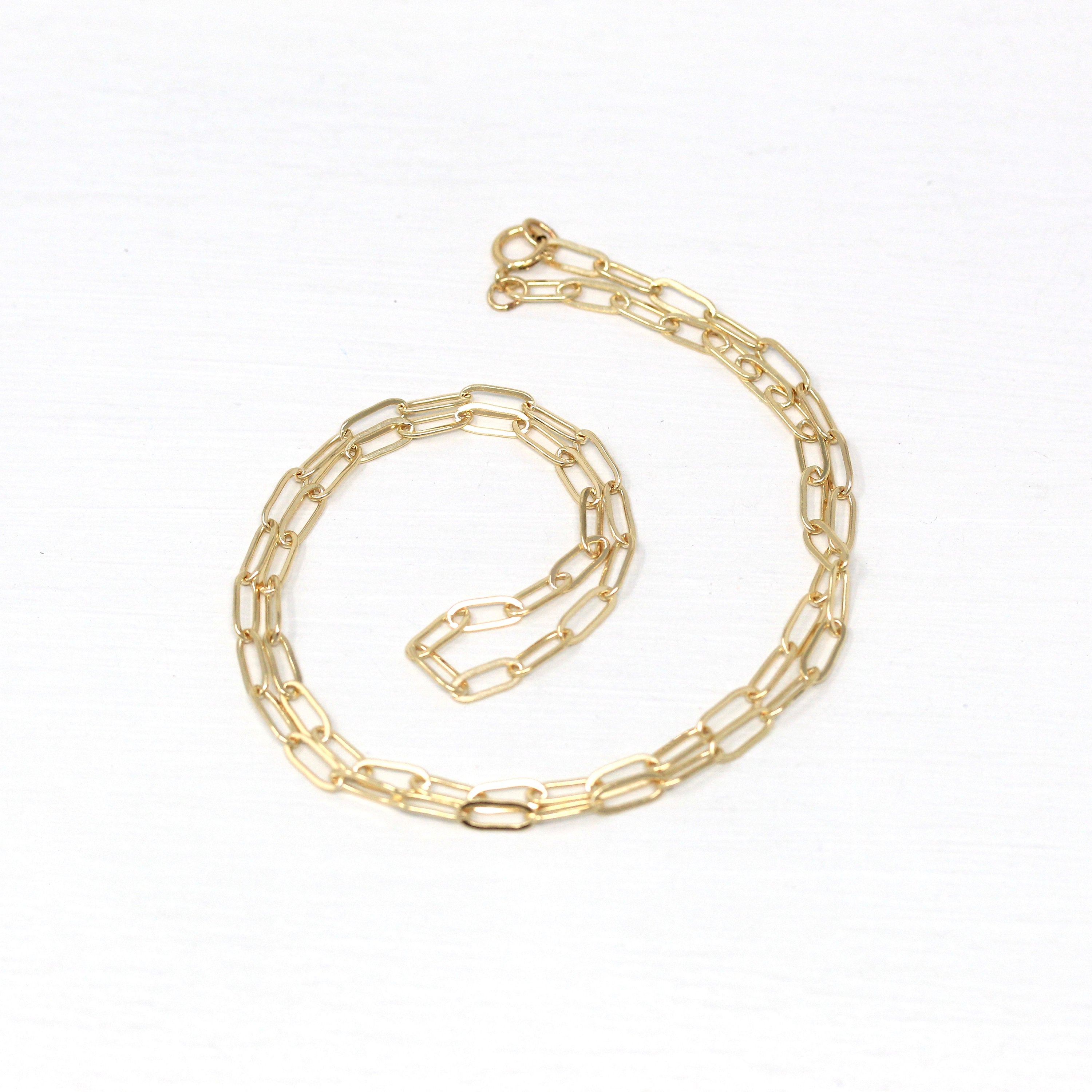 18 Inch Paperclip Chain - 14k Gold Filled Drawn Flat Bright Finish Necklace - 2.8 mm Spring Ring Clasp Layering Fashion Accessory Jewelry