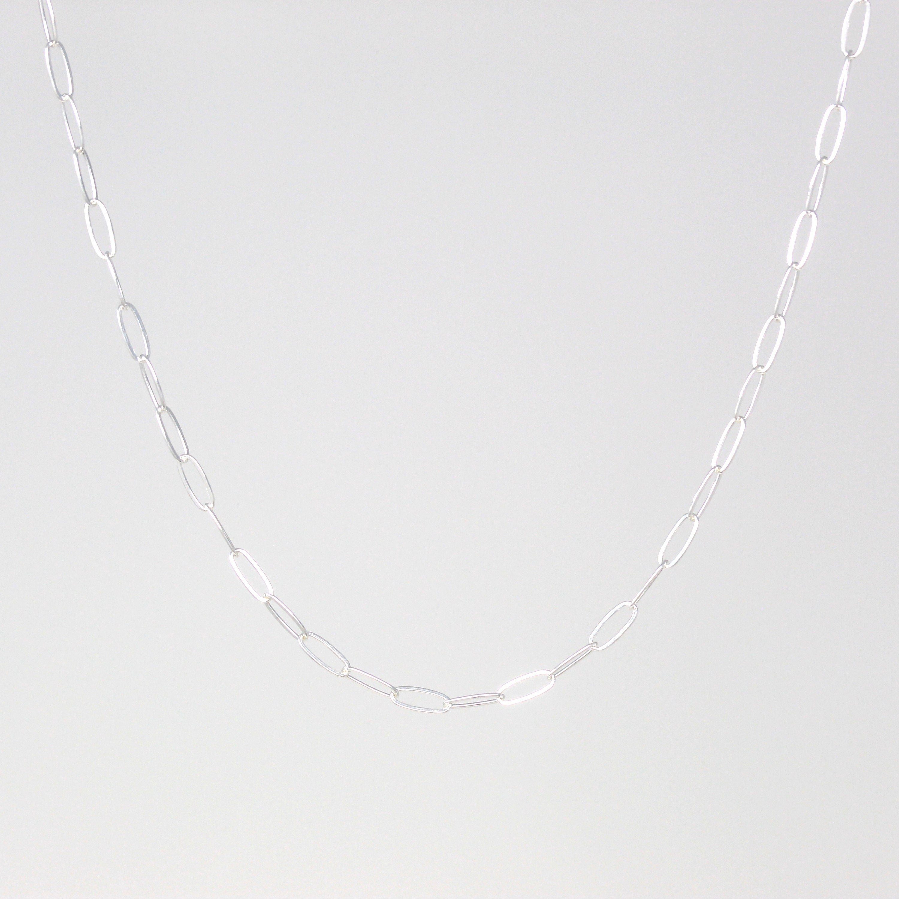 18 Inch Paperclip Chain - Sterling Silver Drawn Flat Cable Bright Finish Necklace - 2 mm Spring Ring Clasp Layer Fashion Accessory Jewelry