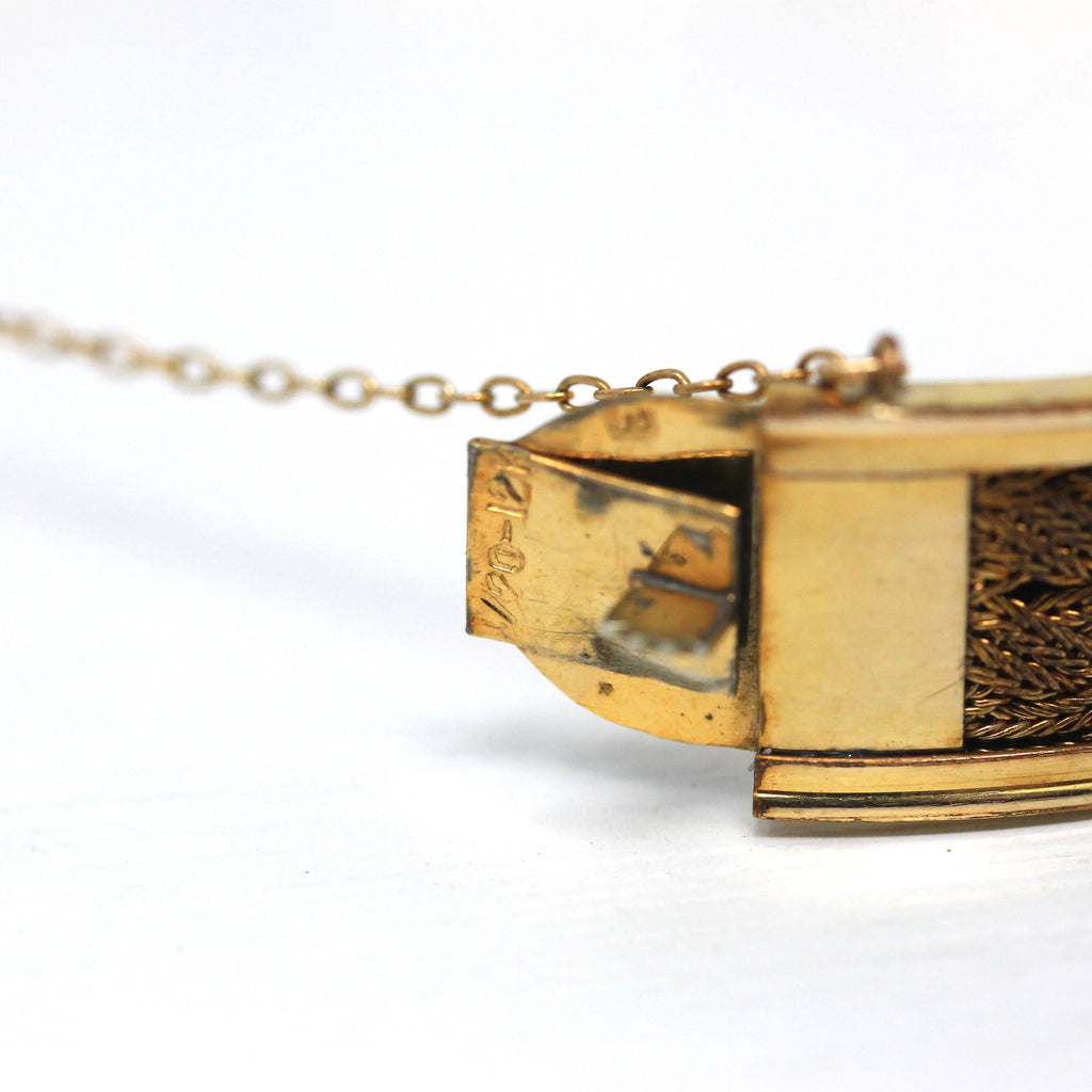 Sale - Vintage Bangle Bracelet - Retro 12k Gold Filled Braided Woven Chain Fashion Accessory - Circa 1970s Era Statement Push Clasp Jewelry