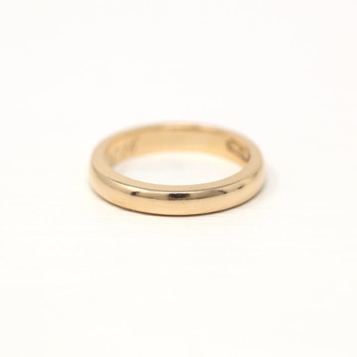 Dated 1916 Band - Edwardian 14k Yellow Gold Plain 3 mm Polished Ring - Dated November 25th 1916 Size 5.5 Stacking Fine Wedding Jewelry