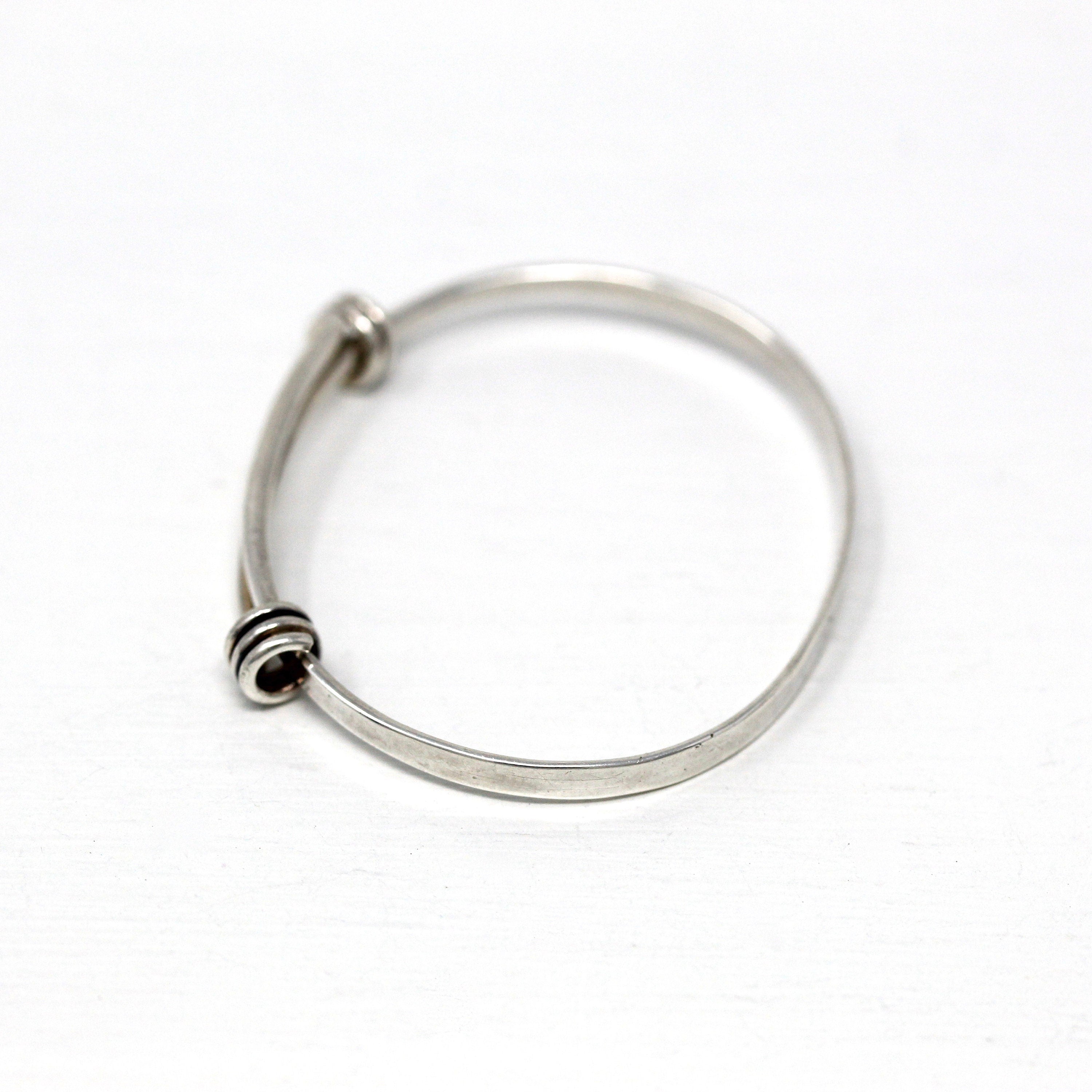 Vintage Baby Bracelet - Retro Sterling Silver Hammered Newborn Children's Adjustable - Circa 1960s Era Petite Ed Levin Signature Jewelry