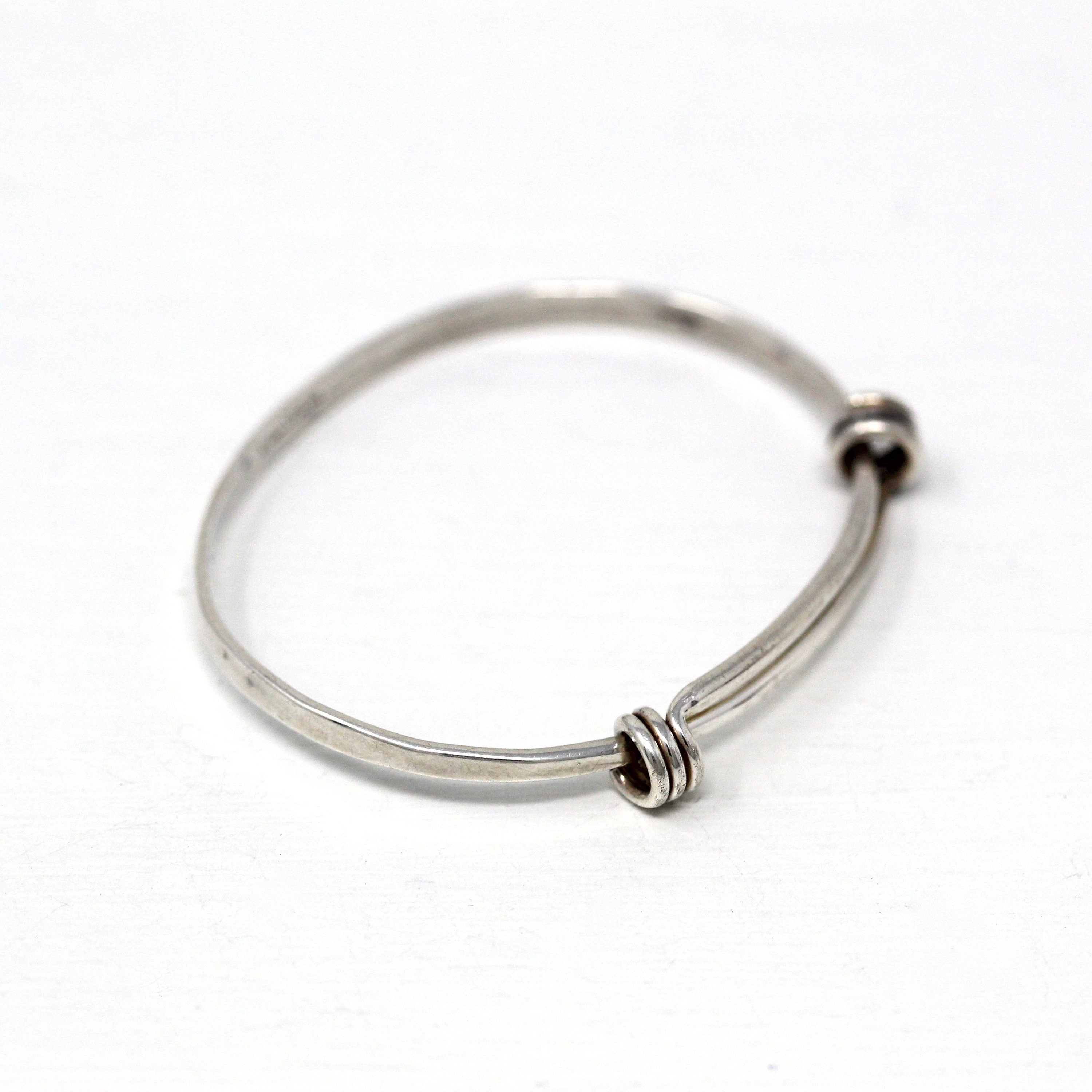 Vintage Baby Bracelet - Retro Sterling Silver Hammered Newborn Children's Adjustable - Circa 1960s Era Petite Ed Levin Signature Jewelry