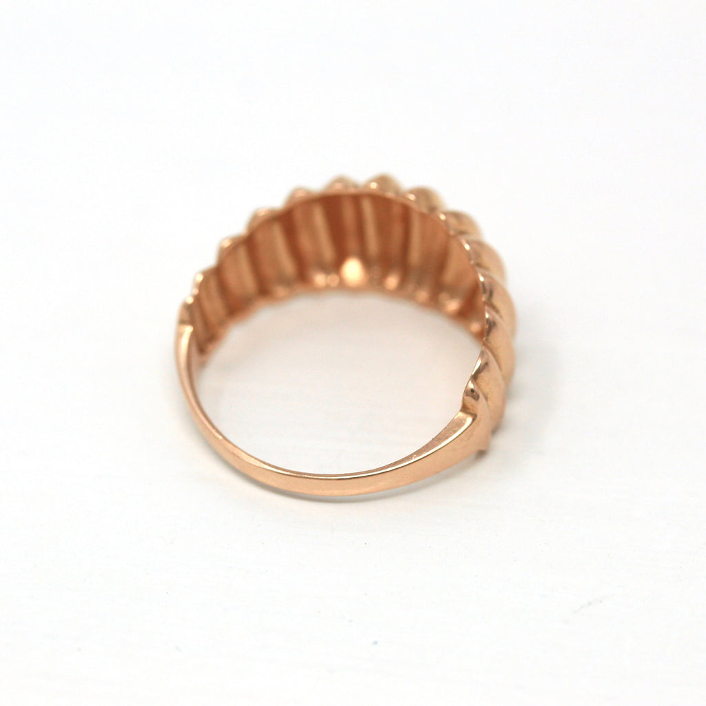 Estate Dome Ring - Vintage 14k Rose Gold Classic Polished Puffy Geometric Dome Style - Modern Circa 1980s Size 8 Unisex Fine 80s Jewelry