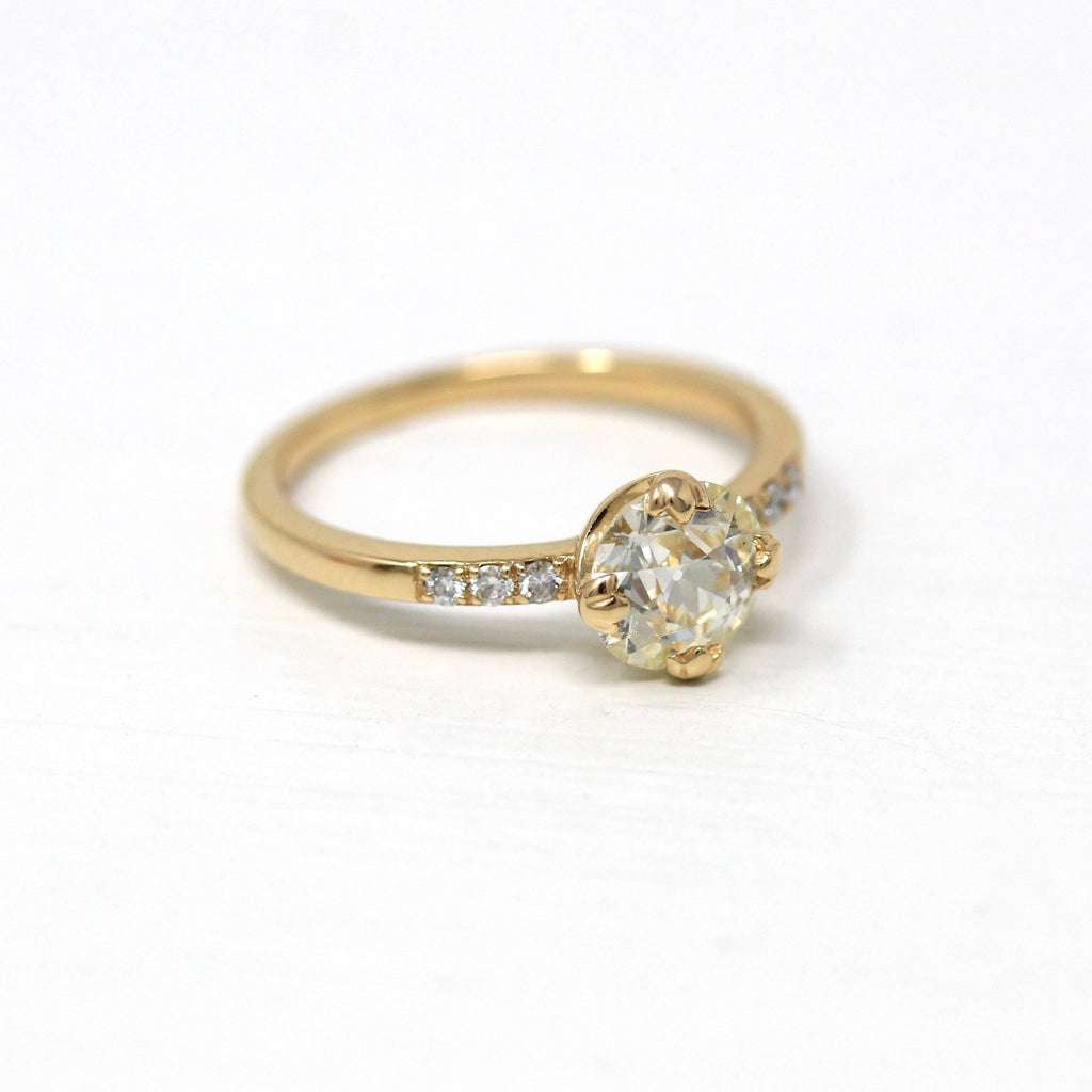 Antique Diamond Ring - 1.23 CT Old European Cut Gem 14k Yellow Gold Engagement - Size 6 Vintage Gemstone Fine GIA Report Solitaire Jewelry