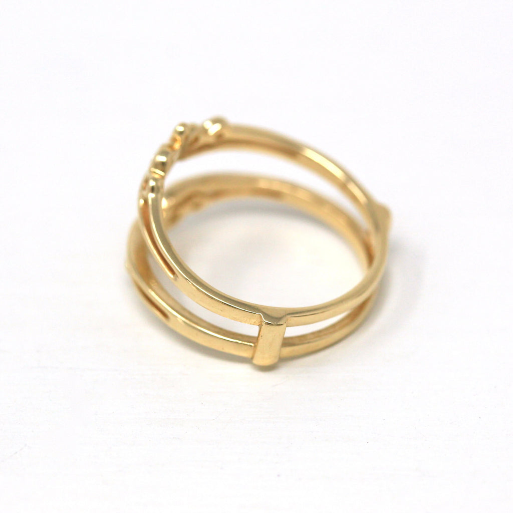 Estate Ring Enhancer - Modern 14k Yellow Gold Scrolled Design Insert - Circa 2000s Era Size 7.25 Solitaire Engagement Wedding Fine Jewelry