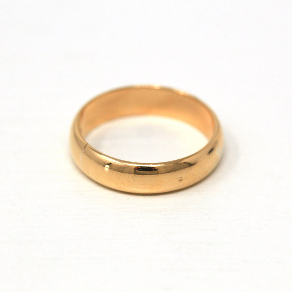 Antique Ring Band - Edwardian 18k Yellow Gold Unadorned Free Of Design - Circa 1910s Era Size 7 Stacking Unisex Wedding Band Fine Jewelry