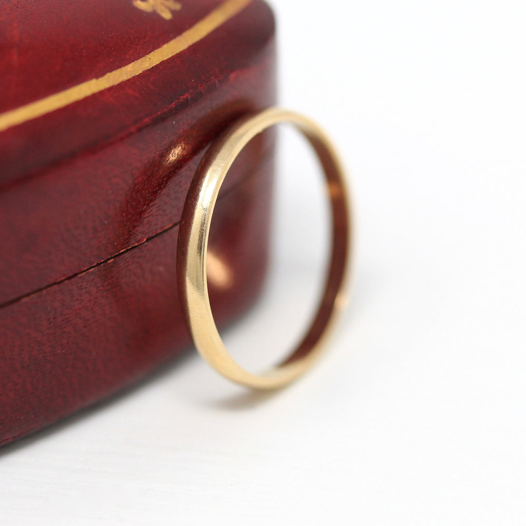 Sale - Unadorned Wedding Band - 10k Yellow Gold Modern Minimalist Stacking Ring - Circa 2000s Y2K Size 5.75 Dainty 2mm Unisex Fine Jewelry