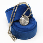 Antique Photo Fob - Art Deco Era 14k White Gold Initials "MAG" Photograph Keepsake - Circa 1920s Choker Necklace Watch Chain Fine Jewelry