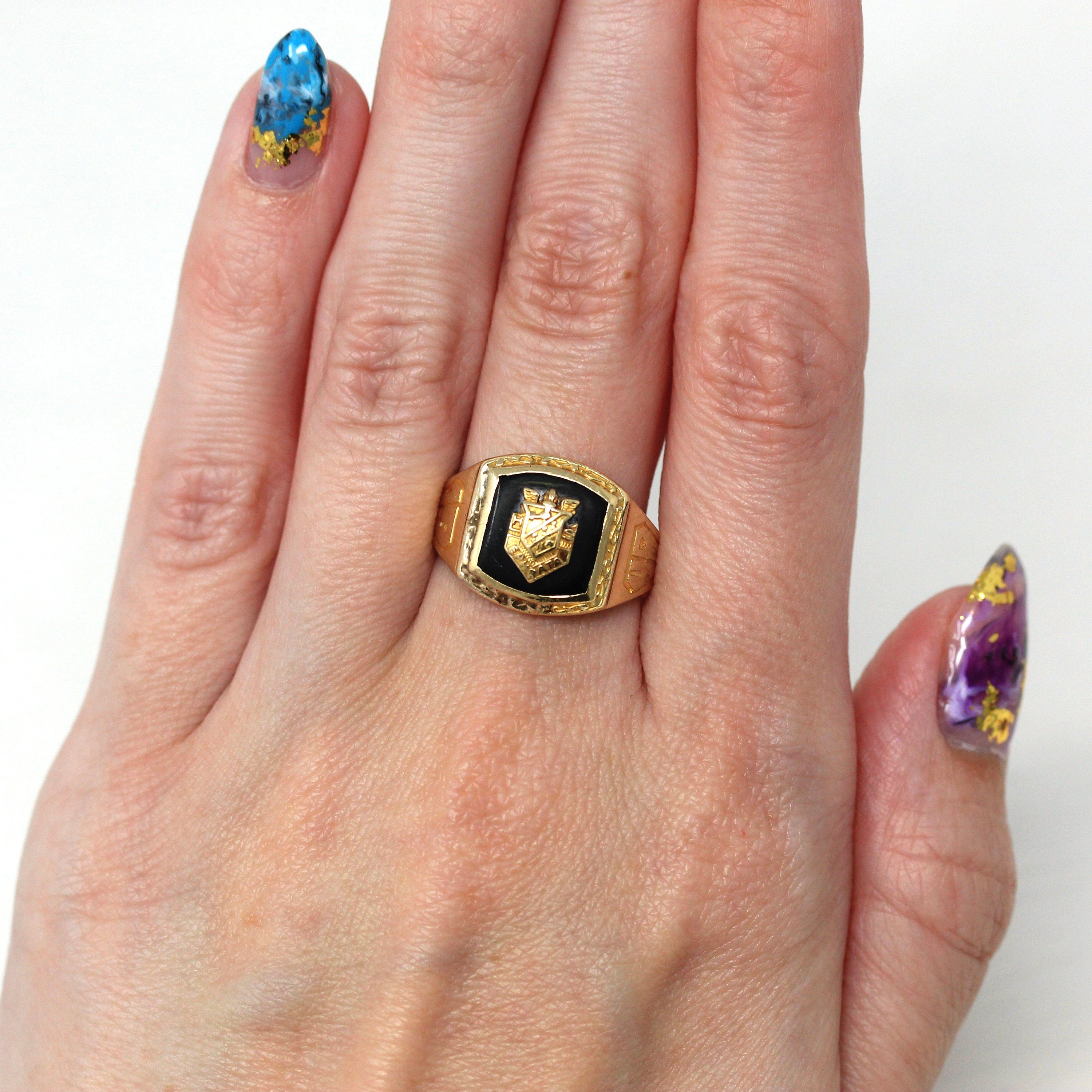 Ephrata High School Ring - Retro Era 10k Yellow Gold Pennsylvania Class Signet - Vintage Dated 1948 PA Education Statement Fine 40s Jewelry