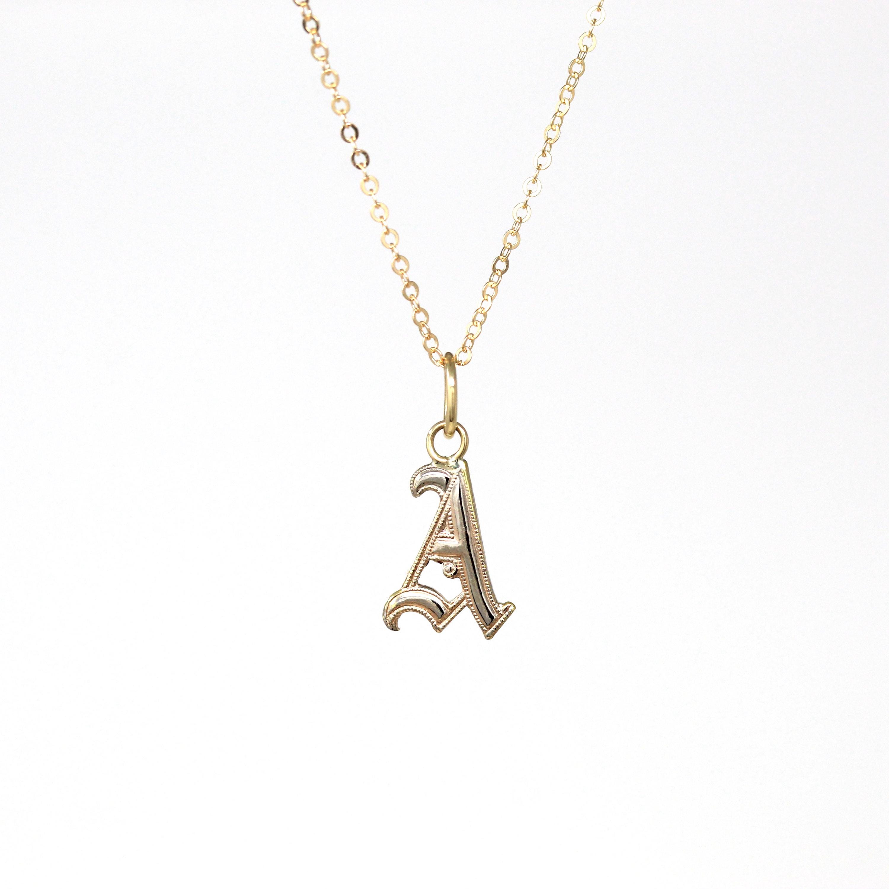 Vintage Letter Charms - Art Deco Gold Filled Initial Old English Style Pendant Necklaces - Vintage Circa 1930s Era Personalized 30s Jewelry