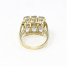 Genuine Aquamarine Ring - Modern 10k Yellow Gold Oval Faceted Blue Gemstones - Estate Circa 2000's Era Size 6 3/4 Statement Fine Jewelry