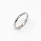Vintage Wedding Band - Retro 14k White Gold Plain Stacking Ring - Circa 1960s Era Size 4 1/2 Signed Art Carved JR Wood Bridal Fine Jewelry