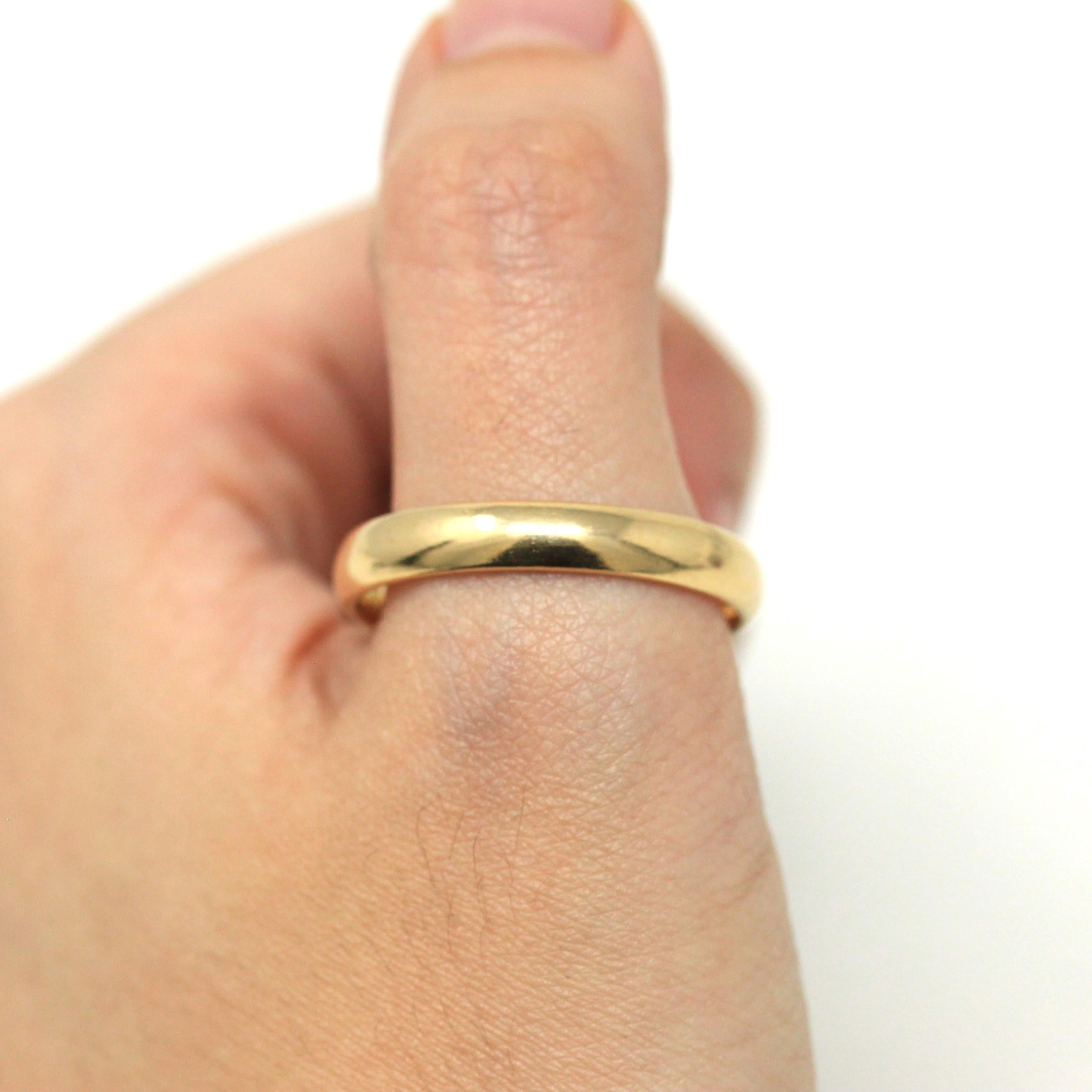 Modern Wedding Band - Estate 14k Yellow Gold Simple Unadorned Ring - Circa 2000s Era Size 12 1/2 Stacking Statement Tessler & Weiss Jewelry