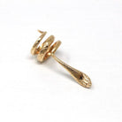 Gold Snake Fountain Pen Clip - Vintage Estate 14k Yellow Gold Coiled Serpent Wrap Accessory - Tiny Baby Cobra Fine Solid Jewelry Decoration