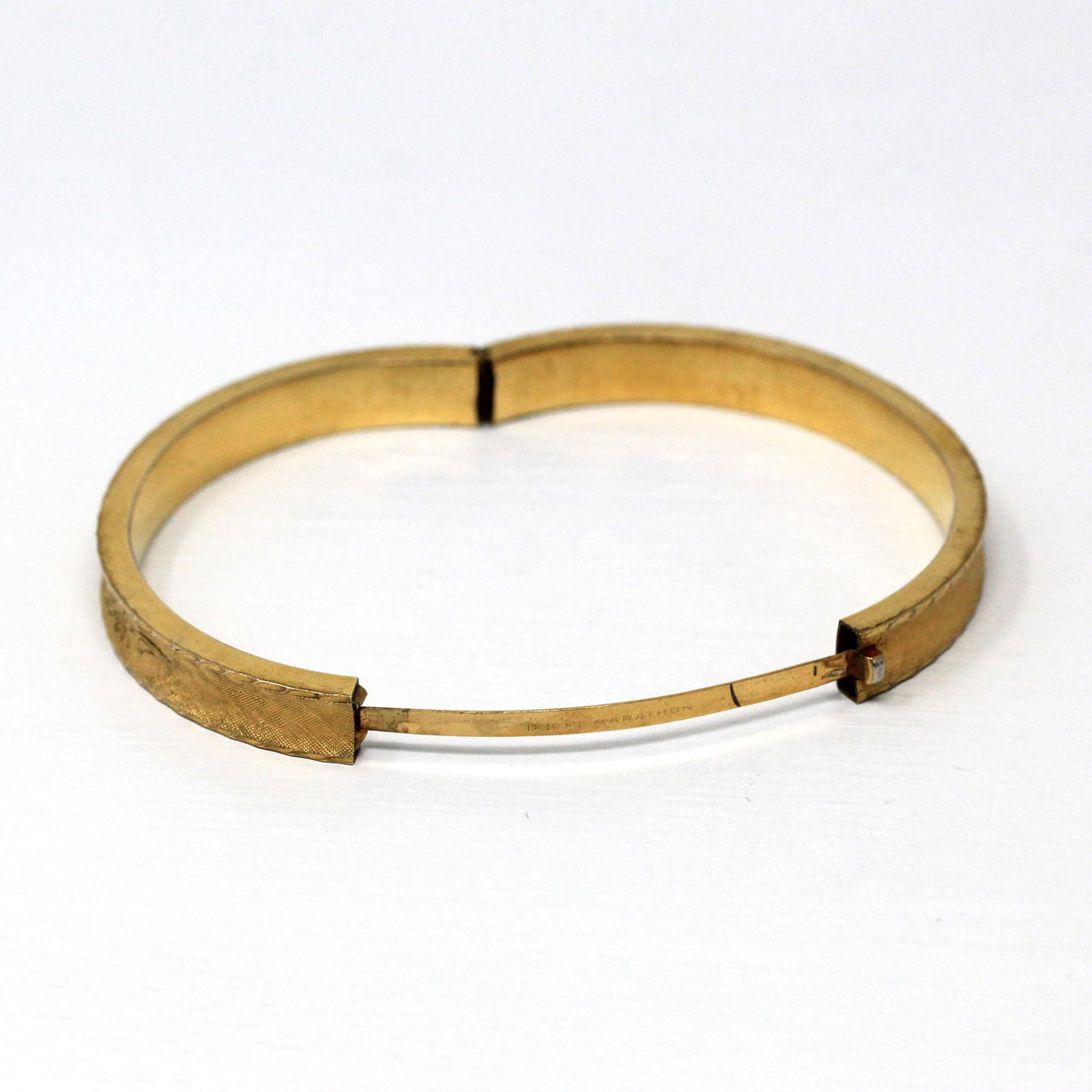Vintage Flower Bangle - Retro 12k Gold Filled Floral Leaf Vine 