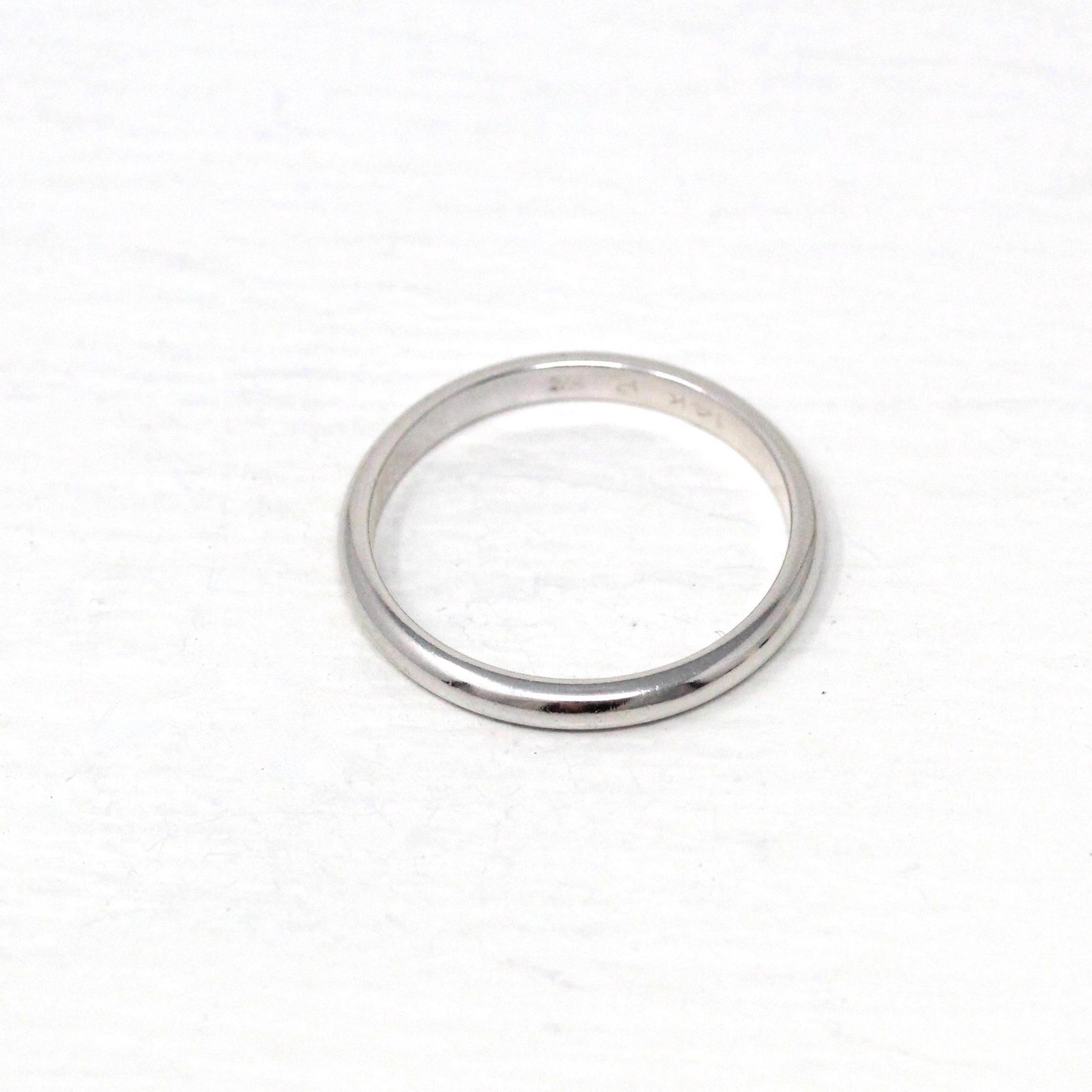 Estate Wedding Band - Modern 14k White Gold Unadorned Simplistic Minimalist - Circa 2000's Era Size 5 3/4 Stacking Frederick Goldman Jewelry