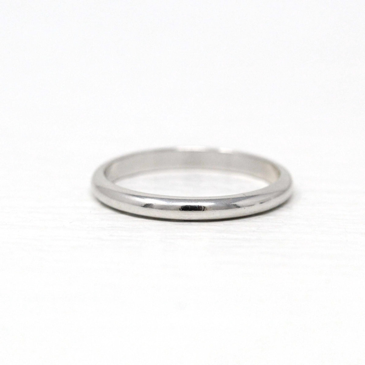 Estate Wedding Band - Modern 14k White Gold Unadorned Simplistic Minimalist - Circa 2000's Era Size 5 3/4 Stacking Frederick Goldman Jewelry