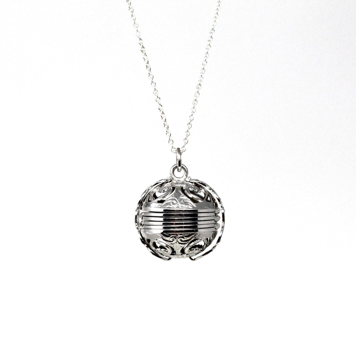 Vintage Ball Locket - Estate Silver Tone Expanding Globe Fob Necklace – MJV