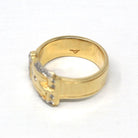 Belt Buckle Ring - Estate 14k Yellow Gold Natural Diamonds Wide Statement Band - Modern Circa 2000's Era Size 8 Unisex Style Fine Jewelry