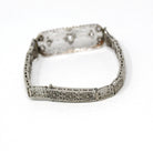 Art Deco Bracelet - Vintage 10k White Gold Filigree Diamond & Cubic Zirconia - Circa 1930s Era Wedding Floral Filigree Panels Fine Jewelry