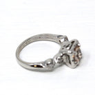 Morganite Engagement Ring - Dated 1956 14k White Gold .62 CT Round Gem Diamonds - Size 5.75 Mid Century Retro Fine Inscribed Bridal Jewelry