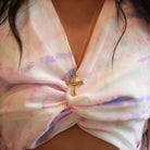 Antique Cross Necklace - Victorian Era 18k Gold Flower Leaf Crucifix Pendant - Circa 1890s Era Religious Faith Two Tone Pearl Fine Jewelry