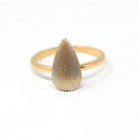 Modern Teardrop Ring - Estate 18k Gold Yellow White Two Tone Textured Pear Band - Circa 2010 Size 6 1/2 Stacking Dainty Lazurde Fine Jewelry