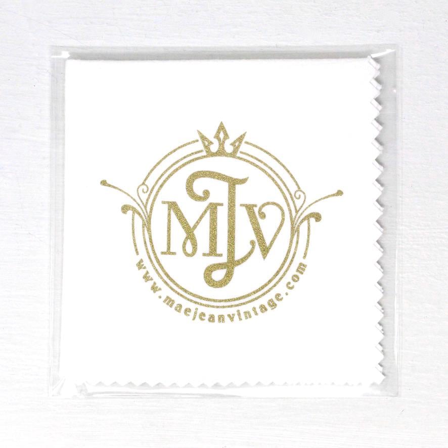 Polishing Cloth - 8 x 8 Inch Treated Nontoxic Jewelry Cleaning Cloth for Silver, Gold, Platinum, Gold Filled Jewelry - MJV Gold Logo