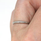 Dated 1950 Band - Mid Century Platinum Engraved "DAK-CJB" Half Round - Vintage Dated "4-11-50" Size 6 Heirloom Fine Wedding Jewelry